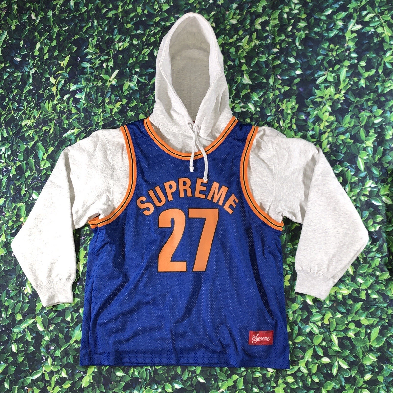 Maillot de basketball Supreme sweat à capuche taille L gris cendres