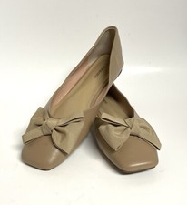 C. Paravano Bowknot Ballerina Flats Bow Sz 9 US 41 Square Toe Beige Shoes Ballet