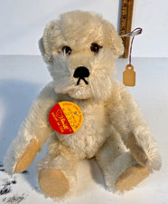 Steiff Circus Band Dog 8" Limited Ed 5000 White Mohair 1988 Button Tags C1980