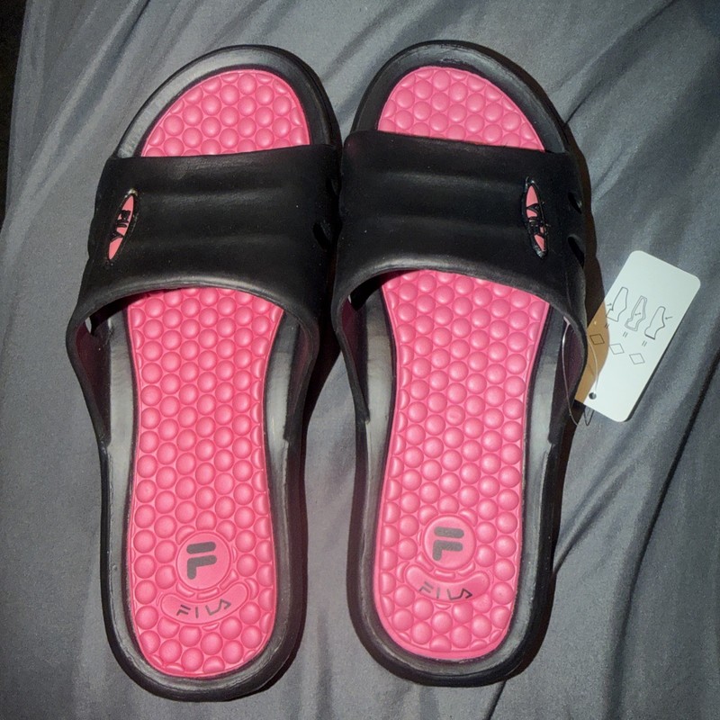 Fila Malibu Womens Sz 6 Black Outside & Pink Inside New w/ Tag In Original Box