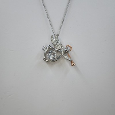 Samuel Aaron Dancing Stone Angel Pendant and Chain, Sterling Silver