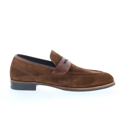 Di Bianco Brera Mens Brown Suede Slip On Loafers & Slip Ons Penny Shoes 9.5