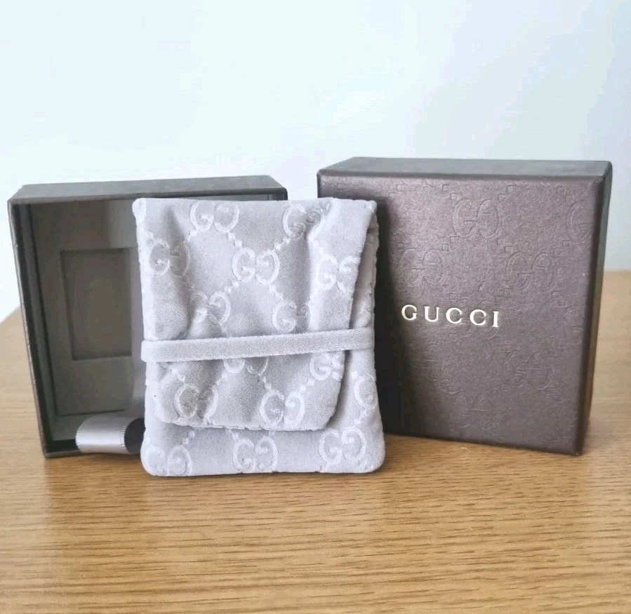 Boîte à bijoux logo GUCCI GG boîte marron et mini sac en daim BOÎTE VIDE ET SAC / POCHETTE