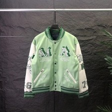 Premium Mens Vintage Leather Jacket - Urban Style - Varsity Baseball Jacket !
