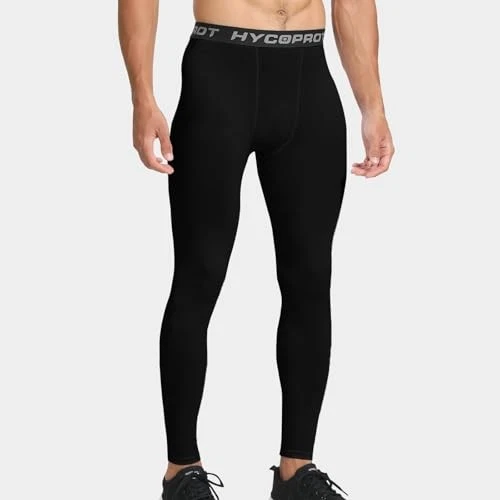  Men's Thermal Compression Pants, Fleece Lined Athletic Tight Cold Medium Black - Image 3 of 4