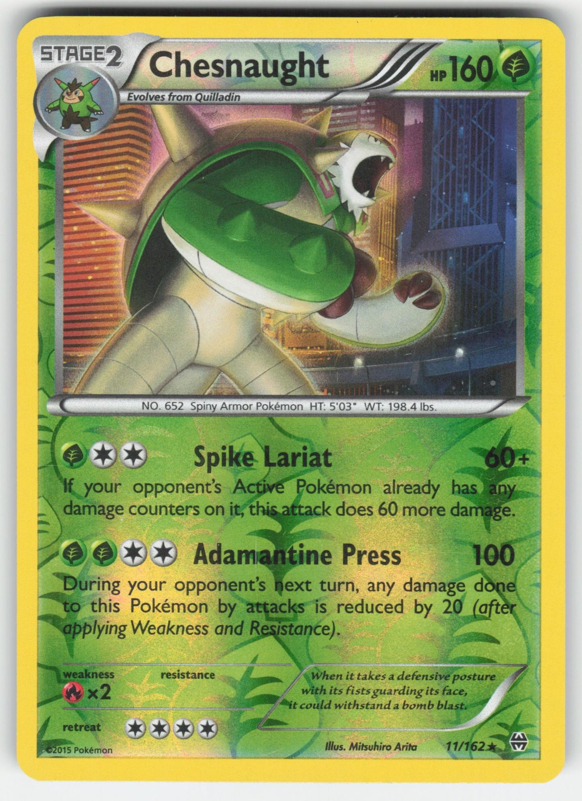 Chesnaught 11/162 Holo Rare BREAKthrough Pokemon Reverse Holo LP