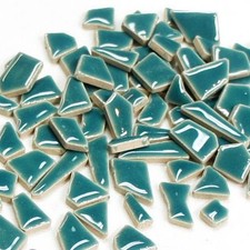 Phthalo Green Ceramic Jigsaw Shaped Mosaic Tiles- 50 Tiles - 4-20 mm x 4 mm