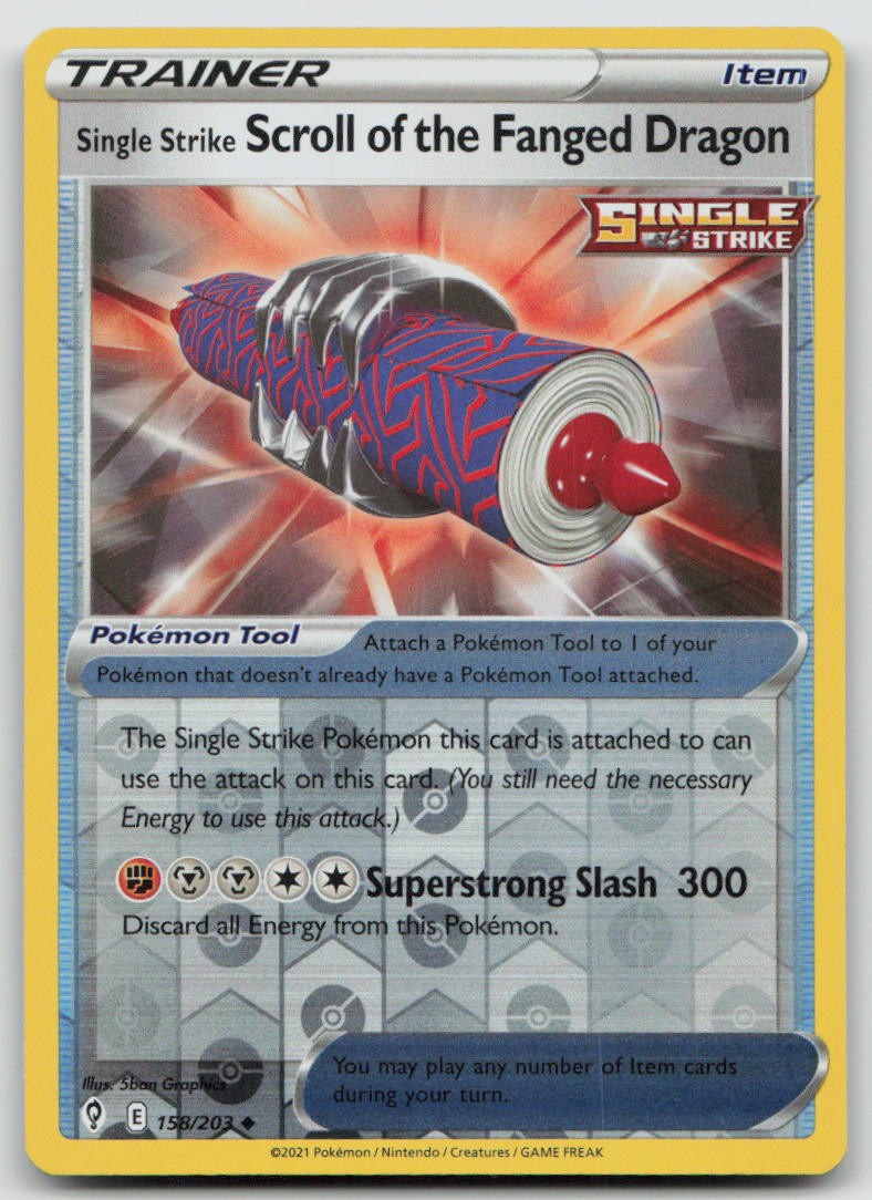 Scroll of the Fanged Dragon 158/203 Evolving Skies Pokemon Reverse Holo NM
