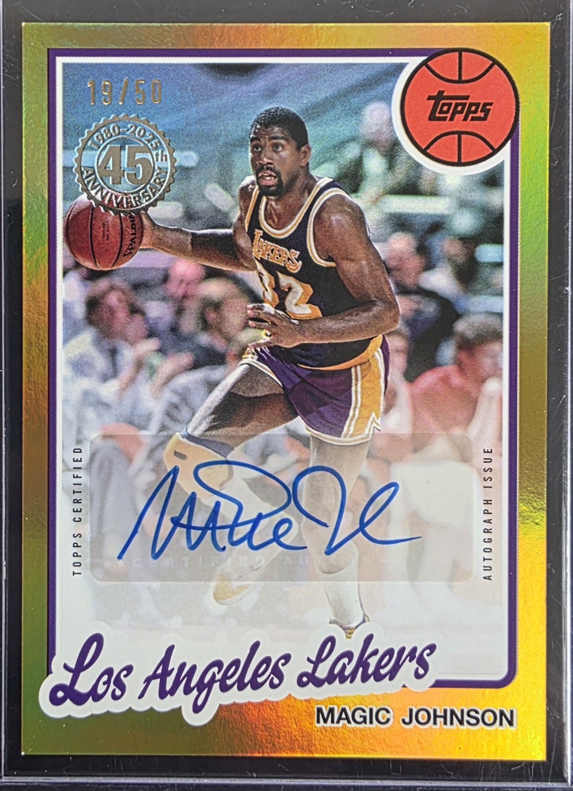 Magic Johnson 2025 Topps 45th Anniversary Gold Auto #19/50 Lakers On-Card Auto