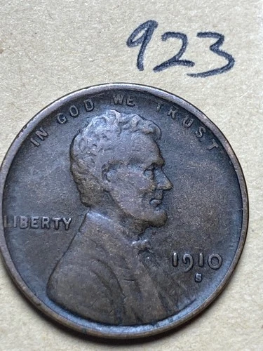 1910-S LINCOLN WHEAT CENT, low mintage date, "Very Fine" condition #923