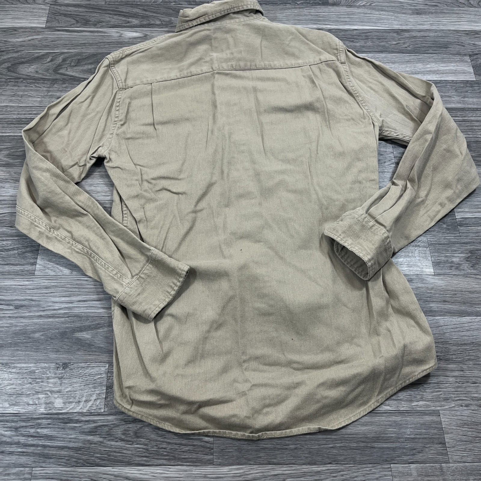 WRANGLER Button Down Collared Long Sleeve Tan Cas… - image 3