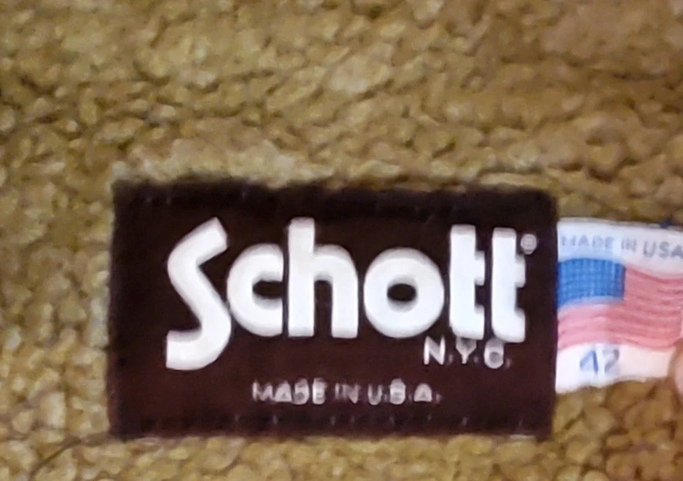 Chaqueta de Vuelo Schott 5A De Colección - Talla 42 - Forrada Sherpa con Capucha de Piel Cuero EE. UU. Foto 4 de 4