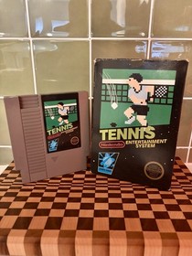 NES Tennis CIB - Rare 1st Print 5-Screw No-Code / Unpunched Hang Tab Black Box⁠