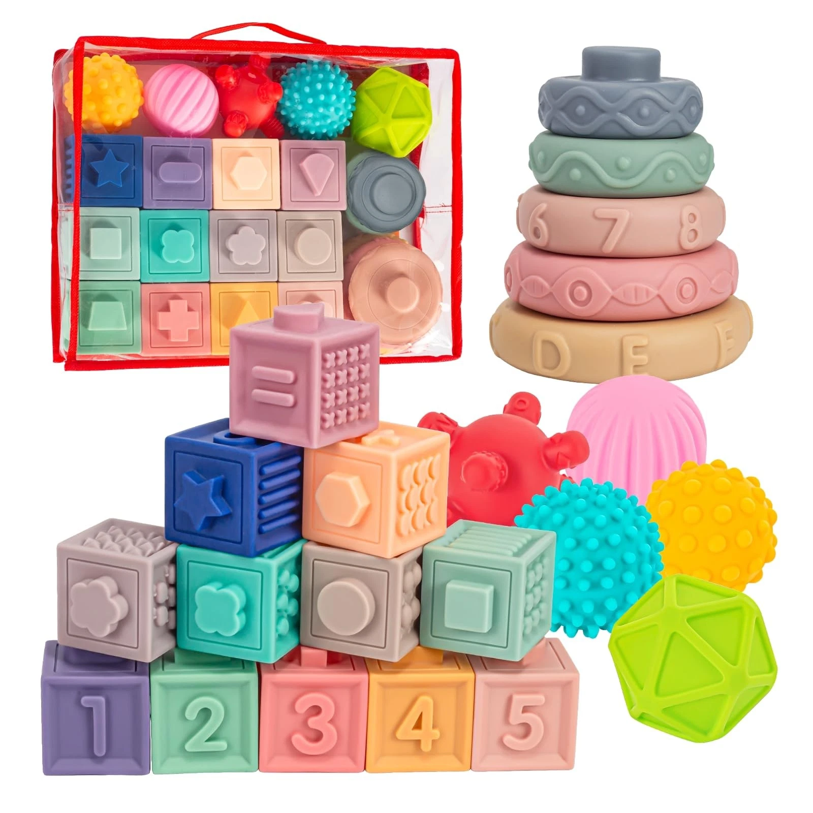 SpringFlower 3 in 1 Montessori Toys for Babies 0-3-6-12 Medium, Multicolor