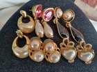 VINTAGE SWAROVSKI RICHELIEU NAPIER FAUX PEARL CRYSTAL DANGLE POST EARRINGS LOT