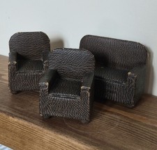 Vintage Dolls house furniture 1930s Pit-a-Pat Sofa And Chairs 