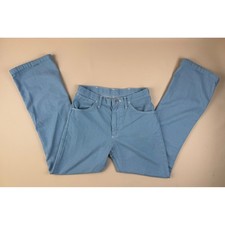 Vintage 70s Western Straight Leg Twill Pants Light Blue 30x32 Wrangler