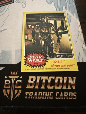 Star Wars Series 3 (Yellow) Topps 1977 Trading Card #140 ''R2-D2, where are you?''