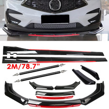 Glossy Black Look Red Front Lip Chin Bumper Side Skirt For Acura MDX RD