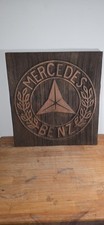Vintage Mercedes Benz Sign Carved Wood 1970s