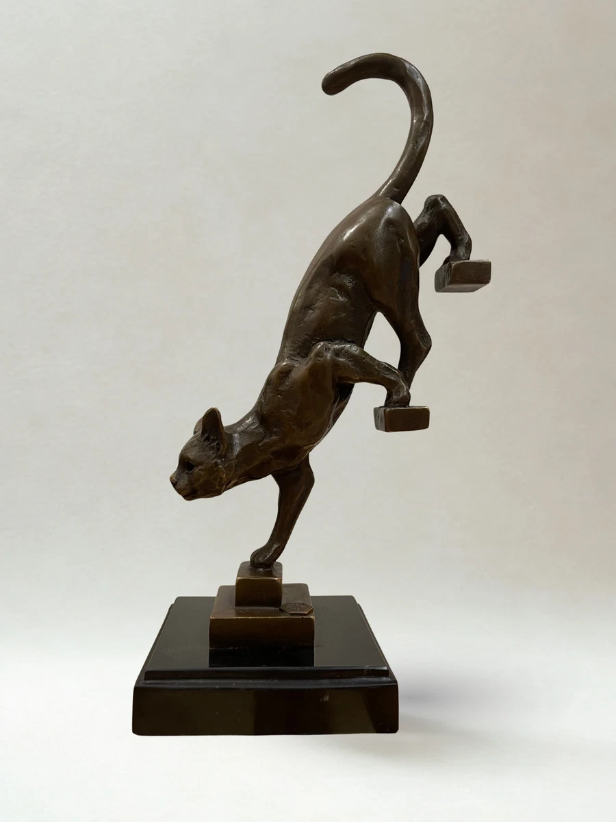 Statue Bronze Nifao – Chat Assis Coloré – Déco Maison/Jardin – 6x11x11 Cm