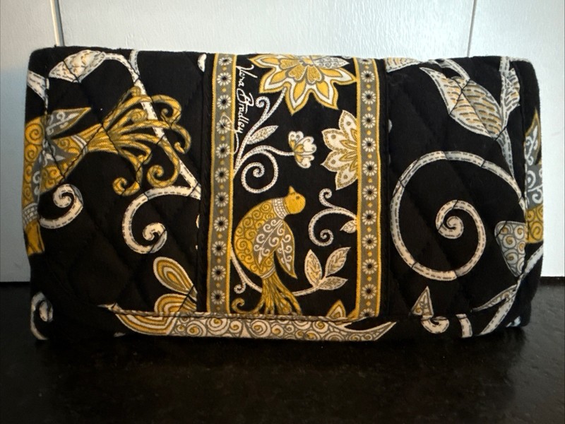 Vera Bradley Clutch Wallet Yellowbird Billfold Yellow Black White Organizer VGC
