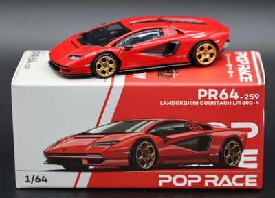 LAMBORGHINI COUNTACH LPI 800-4 RED 1/64 DIECAST MODEL CAR BY POP RACE PR640259