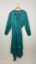 Joanna Hope Wrap Midaxi Dress Size UK 22 Teal Green Satin Occasion Plus Formal