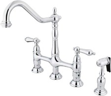 Kingston Brass KS1271ALBS Heritage Bridge Kitchen Faucet 8-9/16 Polished Chrome