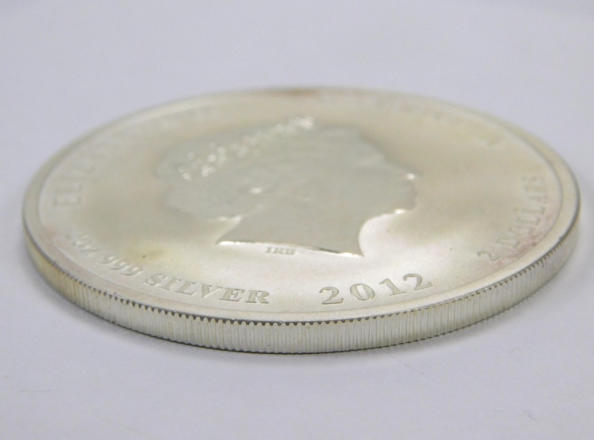 2012 Australia Lunar Year of Dragon 2 Dollars 2 oz .999 Silver