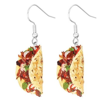 Flat Acrylic Food Earrings Creative Hamburger Bread Fried Chicken French Fr - 01