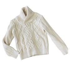 GAP Cable Knit Fisherman Sweater Cream 100 Cotton Classic Kid's Size 5