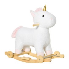 Qaba Rocking Horse,2 in 1 Kids Ride on Horse,Rolling Unicorn Animal Rocker