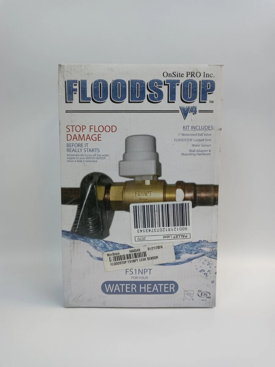 Onsite Pro FS3/4H - Valvole Antiallagamento Per Lavatrice Con Rilevamento Acqua, Allarme Acustico/Visivo, Spegnimento Automatico, Ottone Senza Piombo