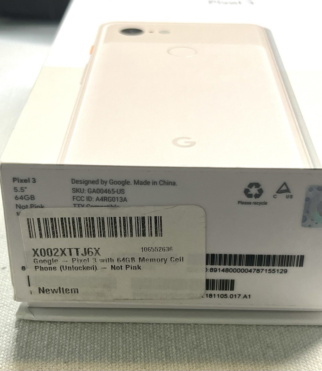 Google Pixel 3 64GB Unlocked Not Pink For Parts/Repair Won't