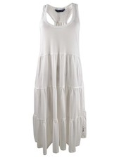 Tommy Hilfiger Women's Tiered Racerback Dress Swim Cover-Up (White, L/XL)