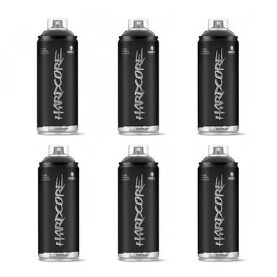 MONTANA COLORS Lot de 6 bombes de peinture Hardcore MTN - Noir mat