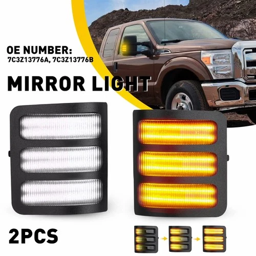 Dynamic LED Side Tow Turn Mirror Signal Light For 08-16 Ford F250-F550 SuperDuty