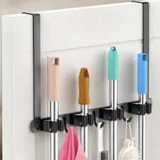 Broom Holder Over The Door - 304 Stainless Steel Mop and Broom Holder Wall Mo...