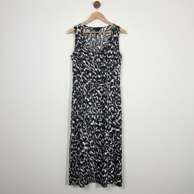 Rachel Zoe Womens Medium Black Cream Abstract Animal Print Sleeveless Midi Dress