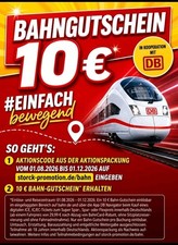 10 Euro GUTSCHEIN Deutsche Bahn DB Aktionscode Toffifee eCoupon TURBO VERSAND
