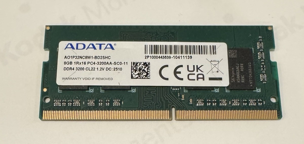 Adata 8GB 1Rx16 PC4-3200AA-SC0-11 DDR4 Laptop RAM AO1P32NC8W1