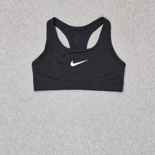 Nike Women Sports Bra Small Black DRI FIT Swoosh Wireless Jersey Racerback