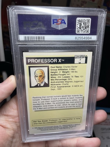 1990 MARVEL UNIVERSE UNIVERSE, Professor X PSA 5, TCG, CCG Vintage Card, Hero - Picture 5 of 6