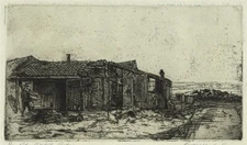 Russell Sidney Reeve (1895-1970) Signed Etching - Old Norfolk Sheds