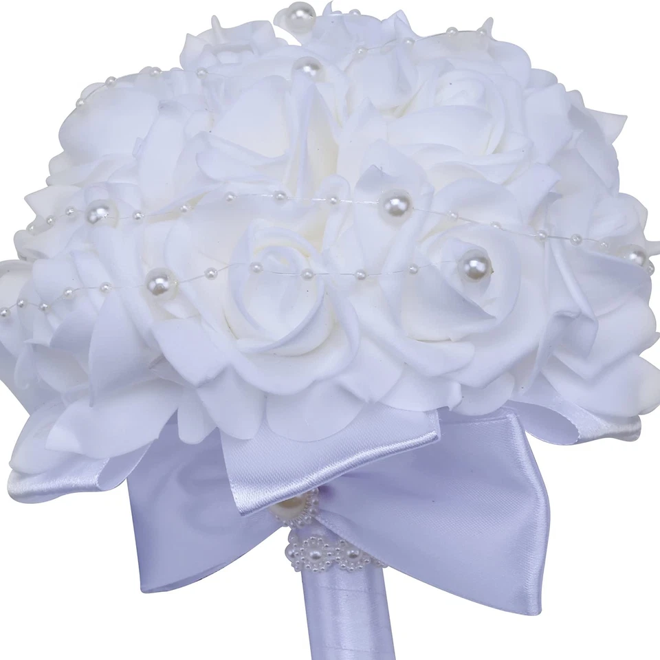 Свадебные букеты для невест или подружек невесты жемчужное украшение розы свадебные B... - Изображение 4 из 4