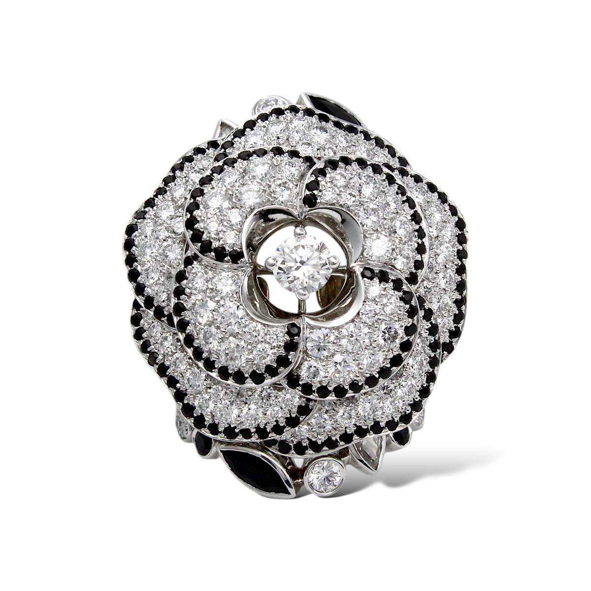 CHANEL Engagement Ring Camerierシャネル カメリア CHANEL Camélia Ganse Diamond Black Diamond Flower 18K White Gold