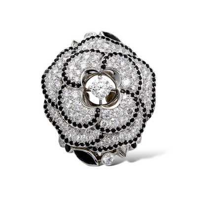 CHANEL Engagement Ring Camerierシャネル カメリア CHANEL Camélia Ganse Diamond Black Diamond Flower 18K White Gold