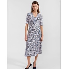 Hobbs London Frankie Dress Navy Blue Ditsy Floral Jersey Midi Fit Flare Size 6 