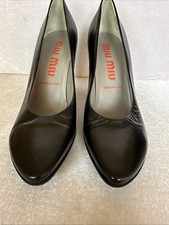 VTG Miu Miu Black Leather Pointed Toe Cone Heel Pumps Made in Italy EU 35.5 US 5